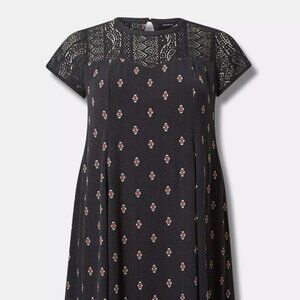 Torrd size 2x Mini Washable Gauze Lace Yoke Trapeze Dress